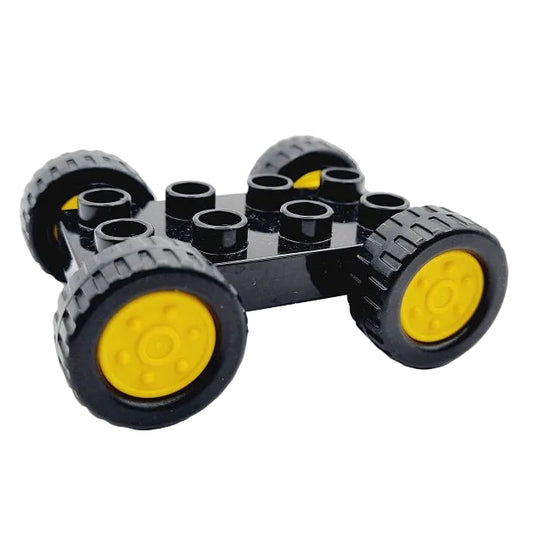 lego duplo fahrwerk räder unterbau einzeln einzelteile bausteinjäger 12591c02 4x2 schwarz gelb universal neu selten