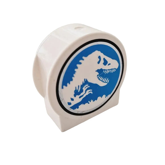 lego duplo bedruckt motivstein jurassic world dinosaurier 14222pb013 skelett logo rund blau weiß