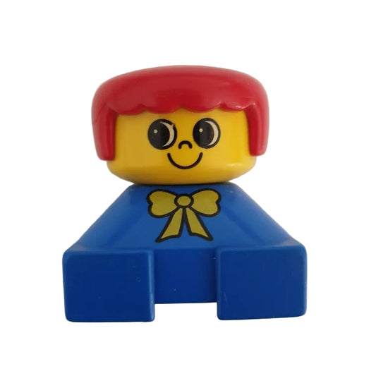 lego duplo figur steckfigur alt 2x2 90er 2327pb03 junge schleife blau gelb rot
