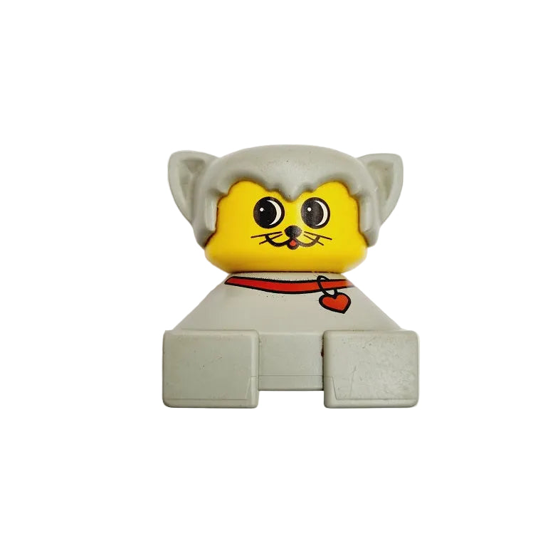lego duplo figur steckfigur alt 2x2 90er 2327pb31 katze hellgrau halsband rot herz