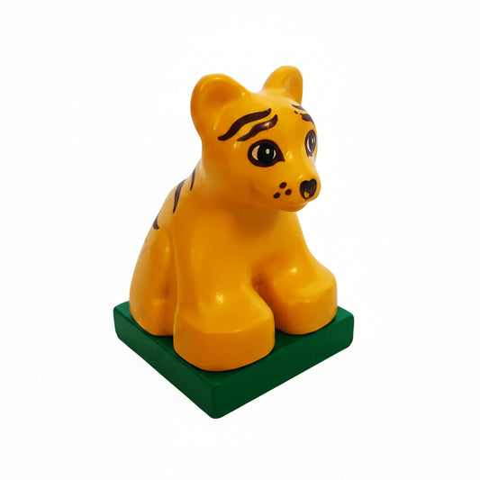 lego duplo tiere tier tiger einzeln einzelteile bausteinjäger zoo zirkus 2334c03pb03 klein jungtier baby auf sockel platte 2x2 grün gelb streifen alt
