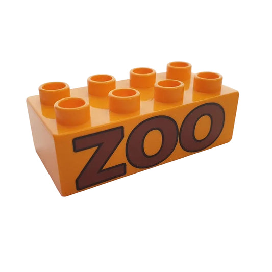 lego duplo bedruckt motivstein 3011pb017 4x2 zoo hellorange schild