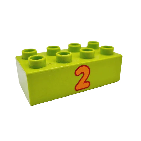 lego duplo bedruckt motivstein zahl zwei 3011pb038 hellgrün 4x2