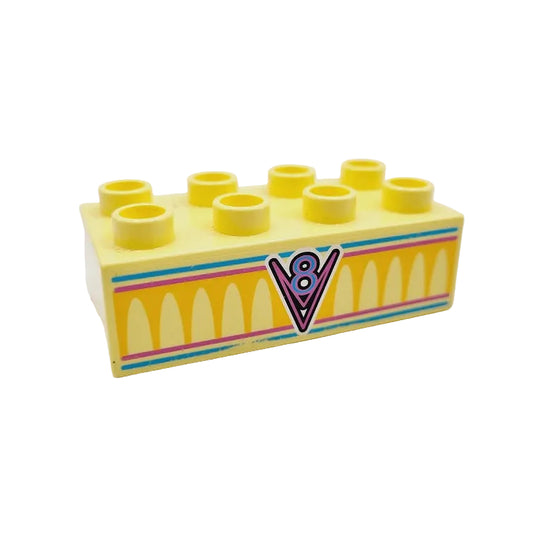 lego duplo bedruckt motivstein 3011pb046 8v 4x2 hellgelb muster disney cars