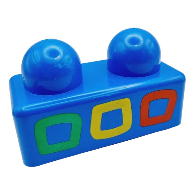 Lego Primo 2x1 Baustein mit Quadraten