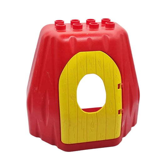 lego duplo höhle 31072c01 rot mit tür gelb zweiteilig baum holz