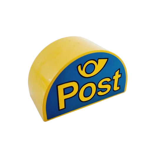 lego duplo baustein bedruckt motivstein post paketdienst 31213pb008 post posthorn gelb 4x2 rund blau