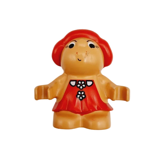 lego duplo figur einzeln little forest friends kleine waldfreunde 31231pb01 rot blumen kleid haube