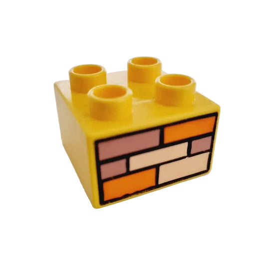 lego duplo bedruckter baustein motivstein 3437pb005 2x2 mauer gemäuer backsteine gelb einzeln