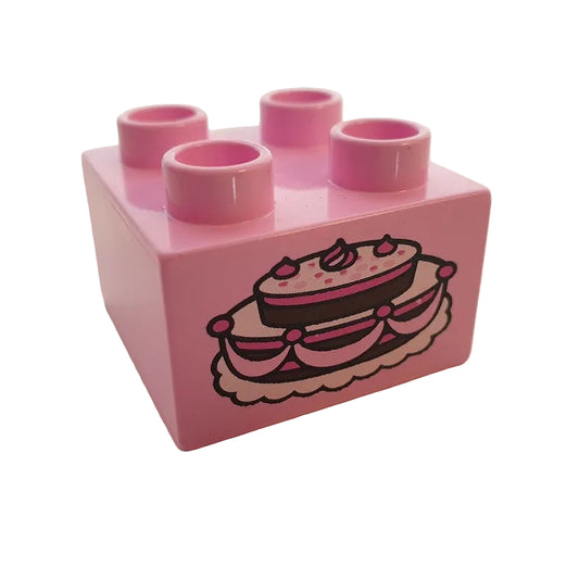 lego duplo bedruckt motivstein 2x2 rosa 3437pb057 rosa kuchen torte sahnetorte geburtstagstorte einzelnbäcker konditor
