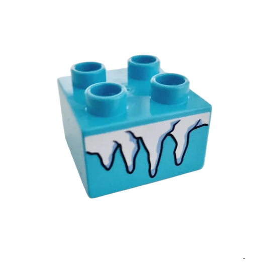 lego duplo bedruckt motivstein winter weihnachten 3437pb081 eiszapfen 2x2 azur eis schnee