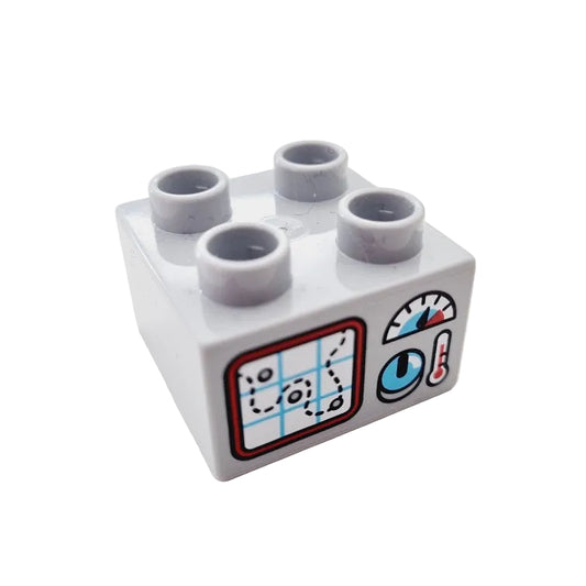 lego duplo bedruckter baustein motivstein 3437pb109 messstation karte anzeige messanzeige 2x2x hellgrau thermometer