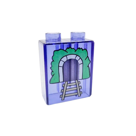 lego duplo baustein bedruckt motivstein 4066pb020 tunnel transparent lila warnschild schild 2x1x2