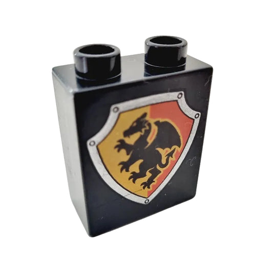 lego duplo bedruckt motivstein ritter schild drache 2x1x2 schwarz