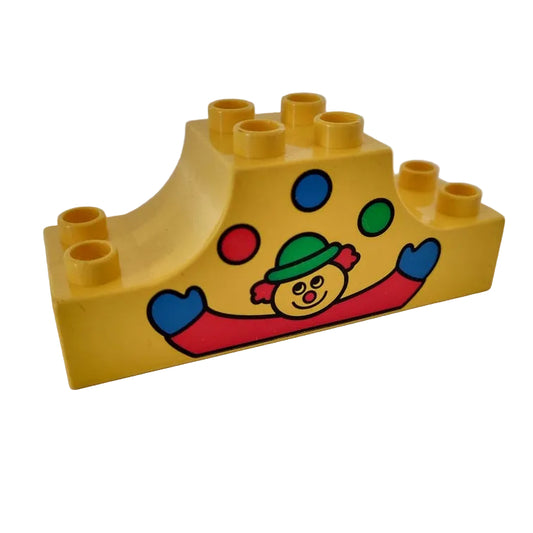 lego duplo bedruckt motivstein circus zirkus 4197pb007 clown jongleur bälle bunt 6x2 gelb