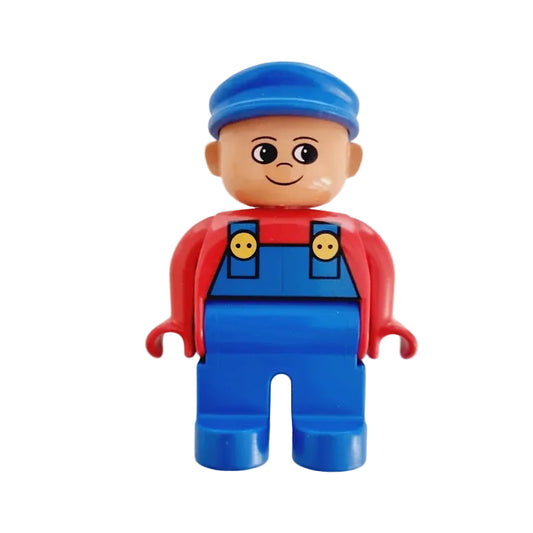 lego duplo figur schaffner eisenbahner lokführer einzeln 4555pb027 latzhose blau rot kappe mütze alt