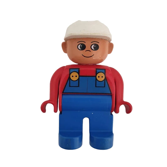 lego duplo figur einzeln bauarbeiter mechaniker 4555pb076 latzhose blau rot helm weiß
