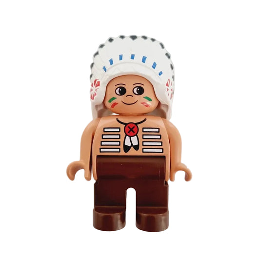 lego duplo figur einzeln 4555pb080 indianer häuptling braun federschmuck kette ureinwohner