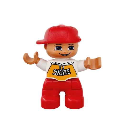 lego duplo figur junge kind 47205pb012 skate rot weiß cappy