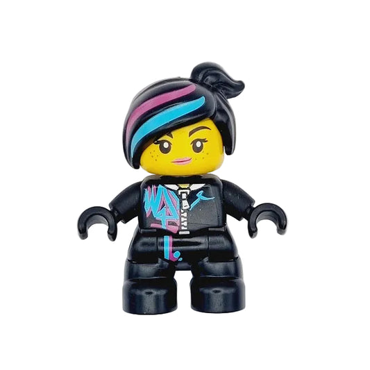 lego duplo figur einzeln movie film 47205pb064065 lucy wyldstyle anzug schwarz reißverschluss strähne pink türkis mädchen