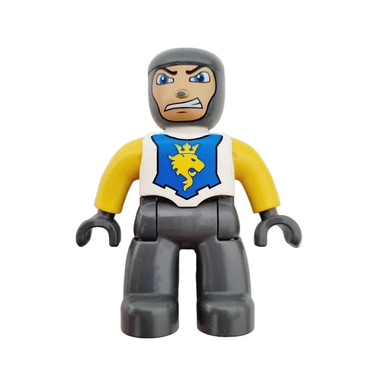 lego duplo figur ritter mittelalter rüstung 47394pb005 dunkelgrau weiß löwe grimmig