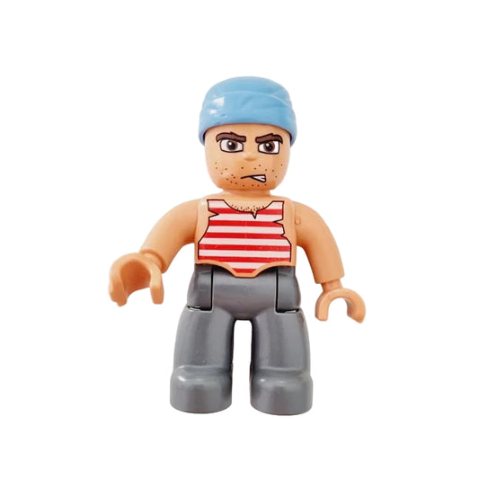 lego duplo figur einzeln pirat piraten 47394pb060 grau hemd rot weiß gestreift kopftuch matrose