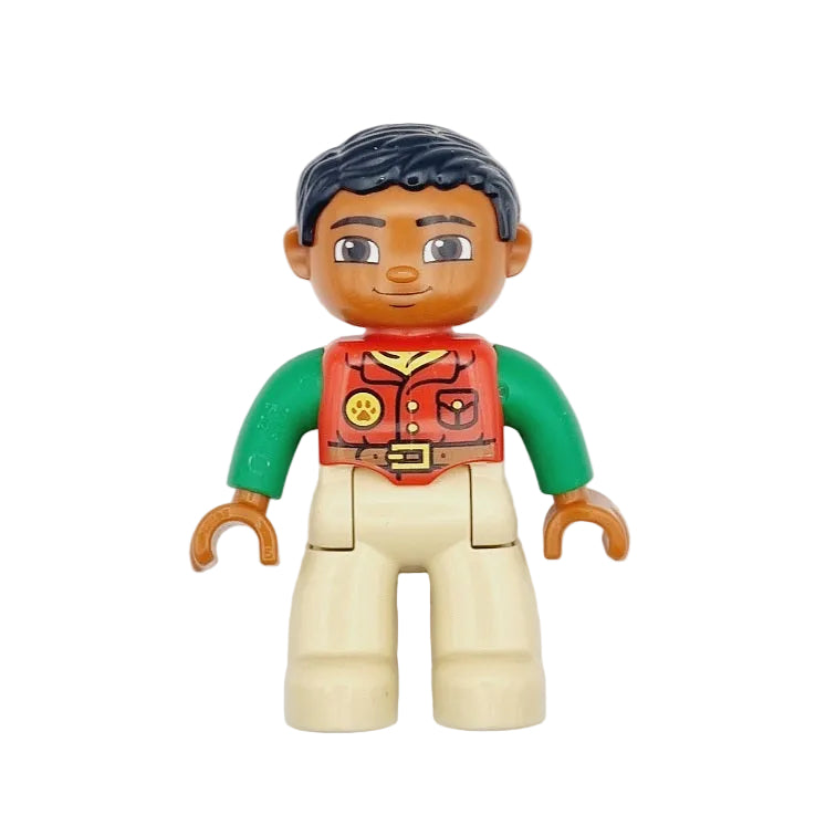 lego duplo einzeln figur forscher ranger 47394pb216 safari inder dunkelhäutig sand beige rot grün schwarz