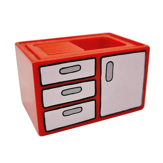 lego duplo möbel küche küchenmöbel 4906pb02 spüle rot spülbecken 3x2