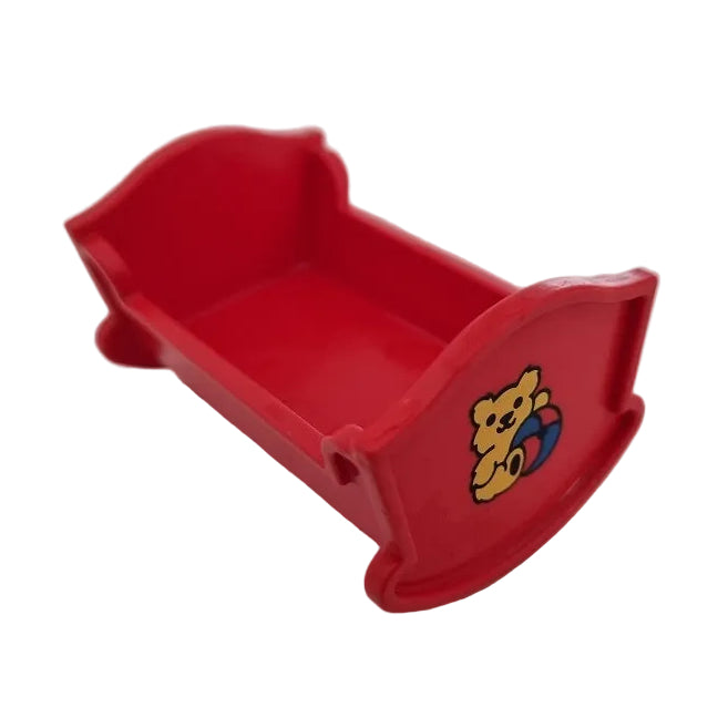 lego duplo bett betten einzeln einzelteile bausteinjäger 4908pb01 babybett wiege kinderwiege schaukel rot bedruckt teddy kinderzimmer