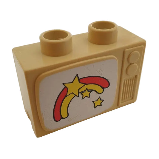 lego duplo möbel wohnzimmer puppenhaus einzeln einzelteile bausteinjäger 416pb01 fernseher tv regenbogen sterne beige sand hell