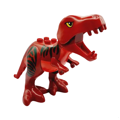 lego duplo dino dinosaurier einzeln einzelteile bausteinjäger 60764c02pb01 t-rex tyrannosaurus rex dunkelrot rot streifen beweglich maul zähne