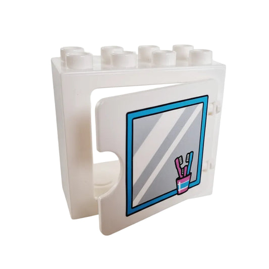 lego duplo spiegel badspiegel aufklappbar zahnbürsten zahnputzbecher weiß 4x2 61649 + 27382pb002