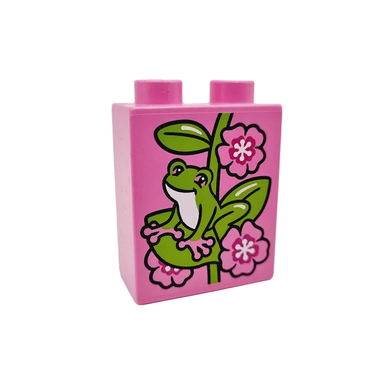lego duplo bedruckt motivstein tier 76371pb047 frosch pink grün 2x1x2 blüten blätter pflanze