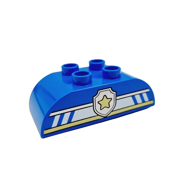 lego duplo baustein bedruckt motivstein 98223pb039 blau 4x2 polizei stern marke logo emblem silber weiß