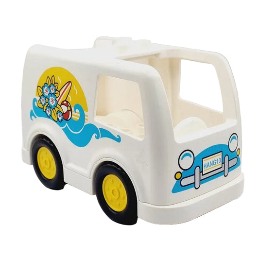 lego duplo fahrzeuge kleinbus bus bulli einzeln bausteinjäger 2019 hang10 urlaub hawaii beach surfbrett wasserball weiß welle