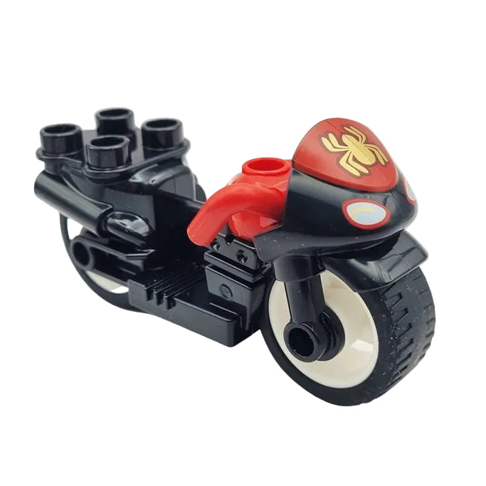 lego duplo motorrad moped töff einzeln einzelteile bausteinjäger dupmc3pb11 schwarz spiderman böde marvel rot gummireifen