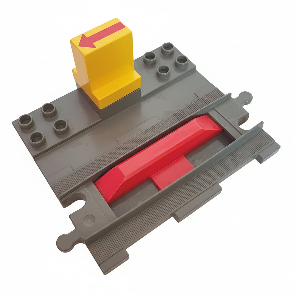 lego duplo eisenbahn zug log schiene schienen eisenbahnschiene einzeln bausteinjäger richtungswechsler stoppstein alt-dunkelgrau duptrain02