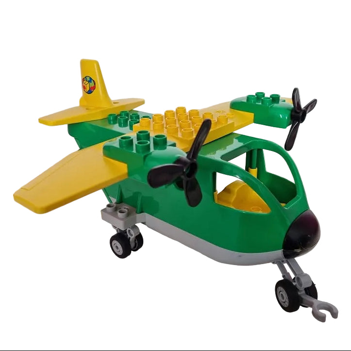 lego duplo flugzeug flugzeuge einzeln einzelteile bausteinjäger frachtflugzeug 2009 grün propeller gelb 11-teilig