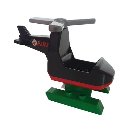 lego duplo hubschrauber helikopter einzeln einzelteile bausteinjäger fire feuerwehr feuerwehrhubschrauber schwarz rot grün