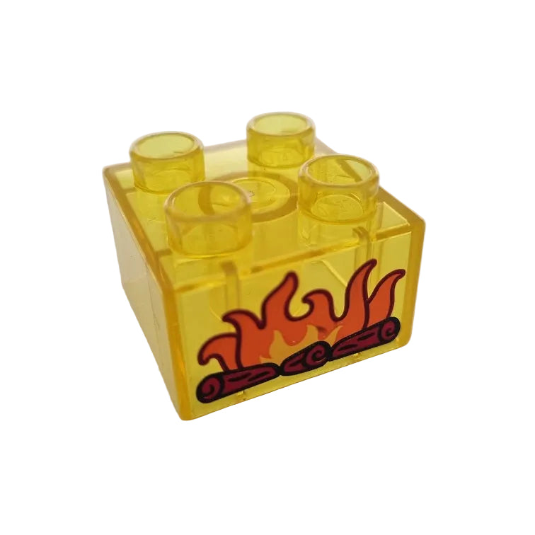 lego duplo bedruckt motivstein lagerfeuer feuer kamin 2x2 trnasparent gelb 
