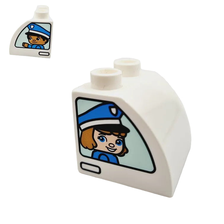 lego duplo baustein bedruckt motivstein kreative  11170pb12 polizei polizistin polizist einzeln 2x2 weiß fahrzeuge autos