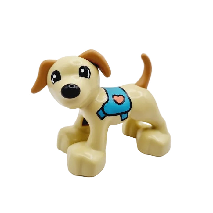 lego duplo hund einzeln einzelteile haustier bausteinjäger 1396pb06 hellbraun beige bedruckt sattel tasche herz