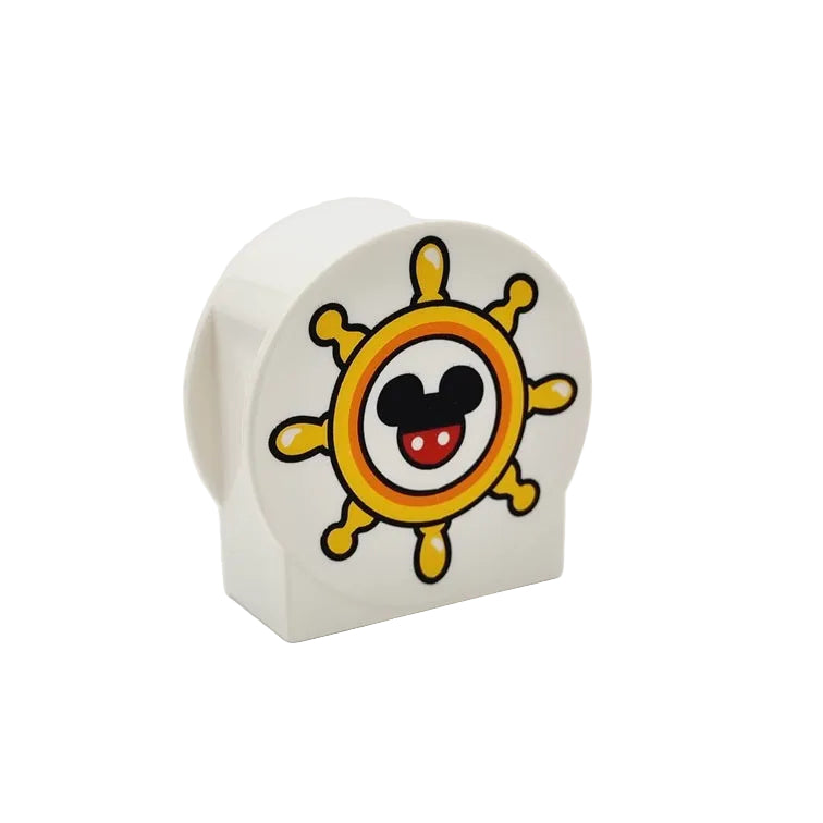 lego duplo bedruckt motivstein mickey mouse maus 14222pb014 steuerrad lenkrad boot schiff weiß rund gelb