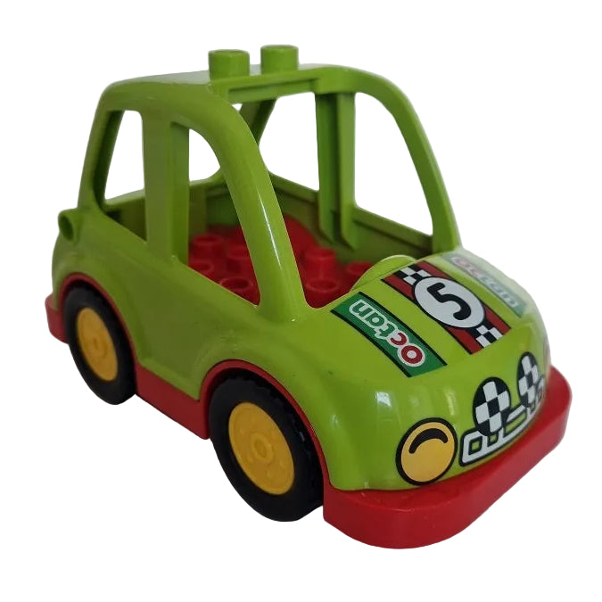 lego duplo fahrzeug auto rennauto autorennen racer einzeln bausteinjäger 15452pb03 1514c01 octan hellgrün rot nummer 5 fünf zahl