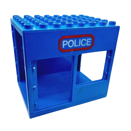 lego duplo polizei police polizeirevier einzeln bausteinjäger 2210pb01 gebäude blau 8x6 bedruckt fenster tür gefängnis