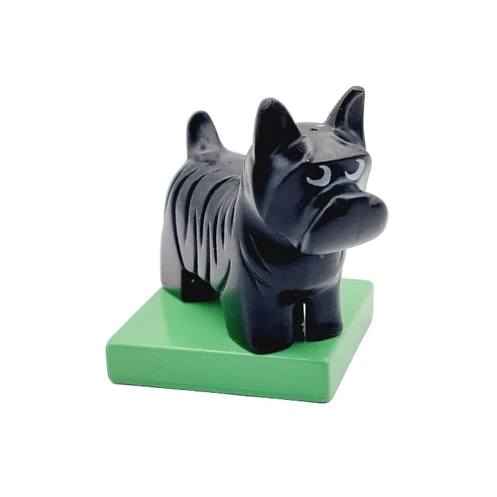 lego duplo hund einzeln einzelteile haustier bausteinjäger 2299c02pb01 terreir klein schwarz platte sockel lindgrün grimmig