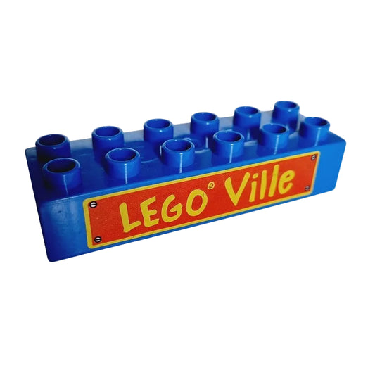 lego duplo bedruckt motivstein stadt 2300pb005 ville schild ortsschild ortseingang blau 6x2 
