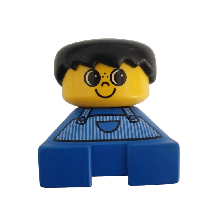 lego duplo figur steckfigur alt 2x2 90er 2327pb01 junge latzhose blau schwarz 