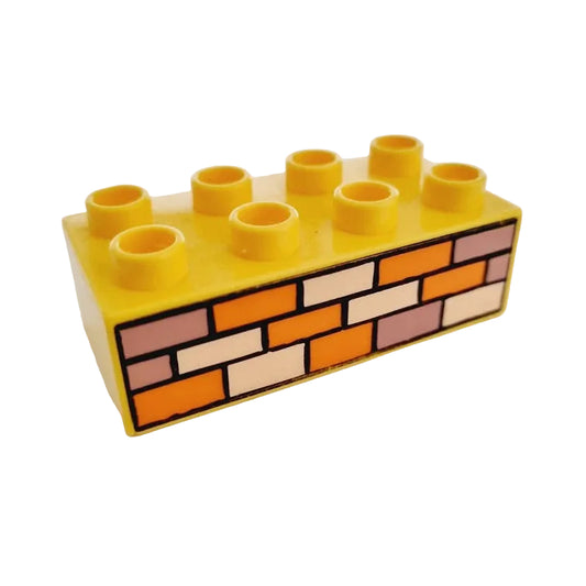 lego duplo bedruckter baustein motivstein 3011pb002 mauer wand backsteine 4x2 gelb einzeln gemäuer