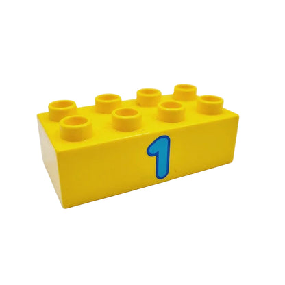 lego duplo bedruckt motivstein zahl 4x2 1 eins gelb blau einzeln rechnen lernen vorschule